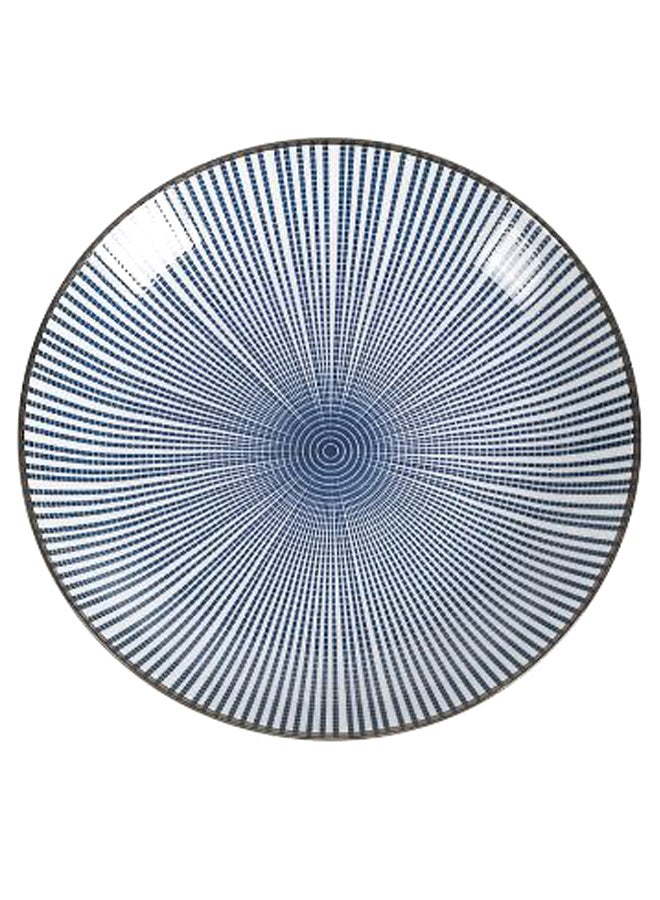 Sharpdo Round Steak Dinner Plate Blue/White 10inch