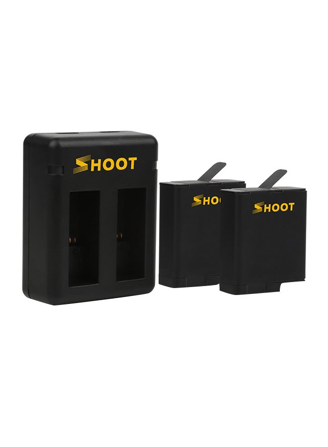 Shoot 1220.0 mAh 2-Piece Sports Action Camera Battery Set With Charger Black - Image 1