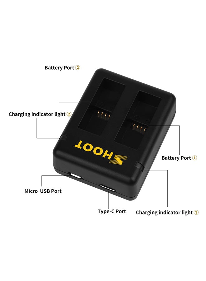 Shoot 1220.0 mAh 2-Piece Sports Action Camera Battery Set With Charger Black - Image 2