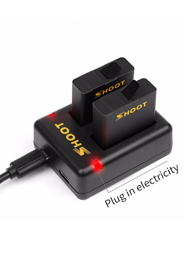 Shoot 1220.0 mAh 2-Piece Sports Action Camera Battery Set With Charger Black - Image 3