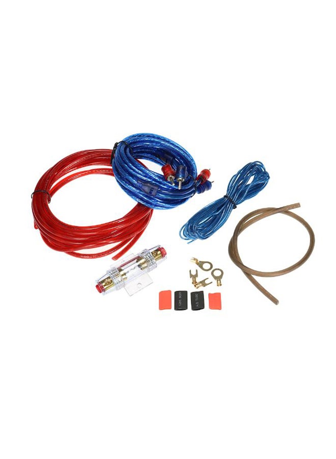 YH-128 طقم كابلات أسلاك تركيب مضخم صوت السيارة 1200 وات - أحمر + أزرق
