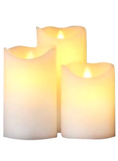 Sirius 3-Piece Sara Exclusive LED Flameless Candle Set Almond 10.16cm, 12.7cm, 15.24cm  - Image 1