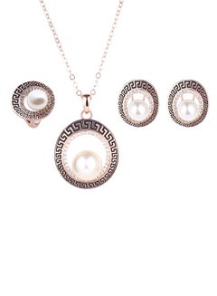3-Piece Alloy Pearl Studded Jewelry Set