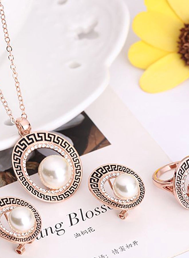 Sharpdo - 3-Piece Alloy Pearl Studded Jewelry Set - Image 1