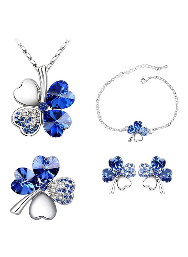 Swarovski Crystal Four Leaf Clover Heart Jewellery Set 