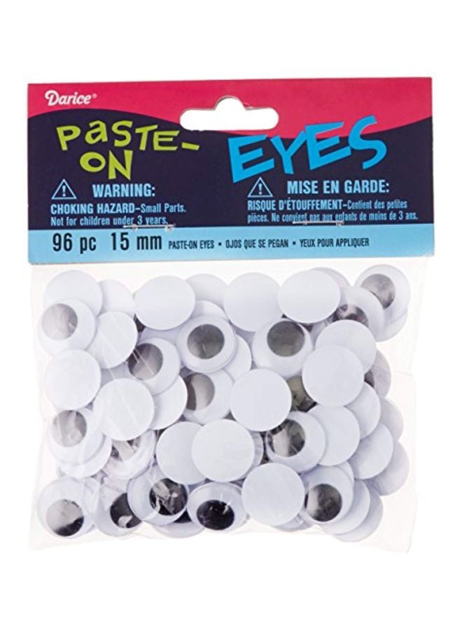 داريس طقم ملصقات بيست أون آيز على شكل عيون من 96 قطعة أبيض/أسود - Image 2
