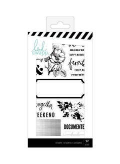 17-Piece Stamps Embellishments Black/White