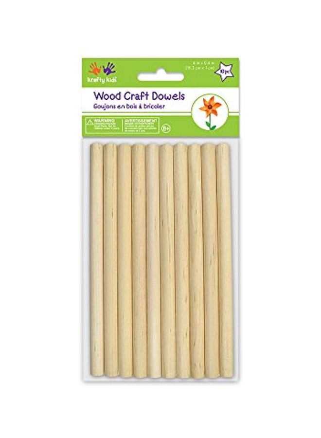 Multicraft Imports 10-Piece Krafty Kids Wood Craft Dowel Set Beige