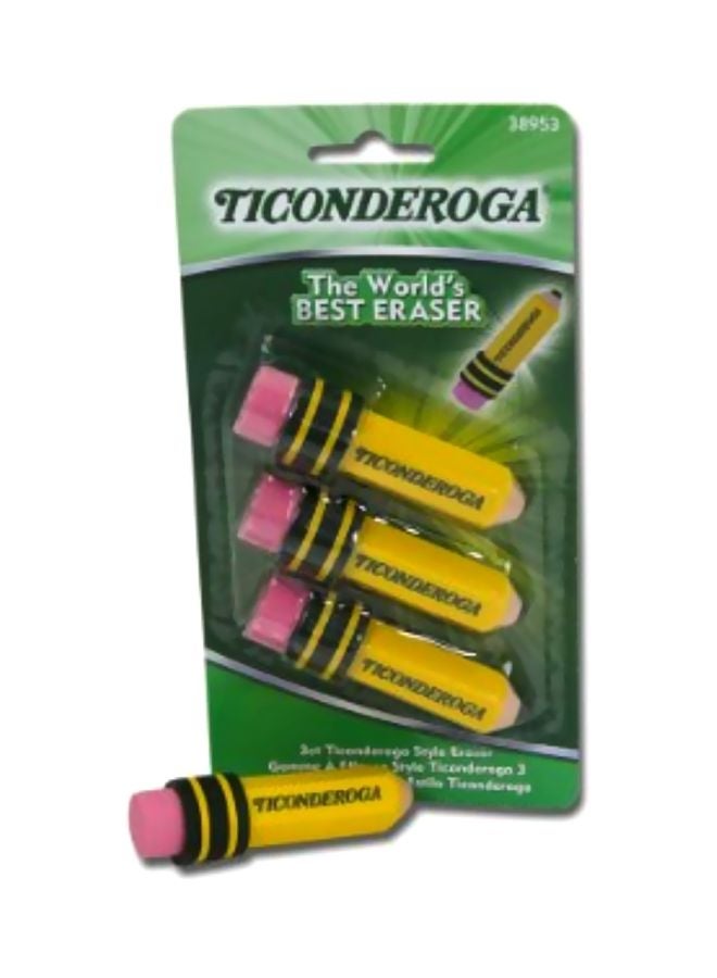 تايكونديرجا طقم ممحاة على شكل أقلام رصاص من 3 قطع أصفر/وردي - Image 2