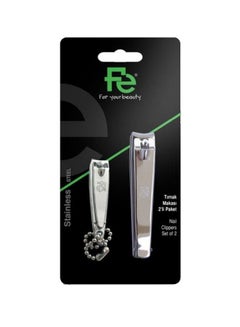 Fe 2-Piece Nail Clipper Set Silver 