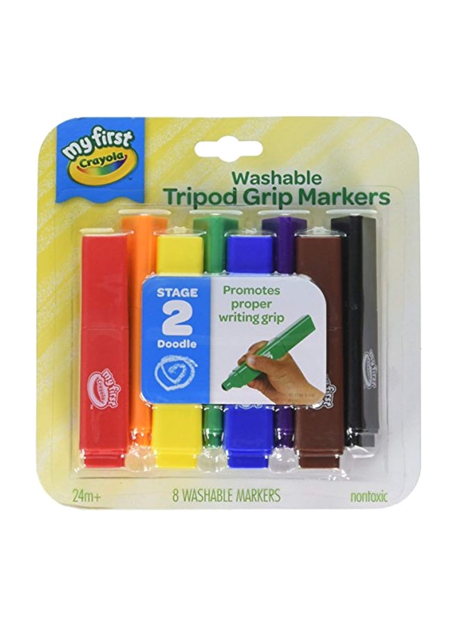 كرايولا طقم أقلام ماركر قابلة للغسل بتصميم ثلاثي الأضلاع مكون من 8 قطع أحمر / أزرق / أصفر - Image 1