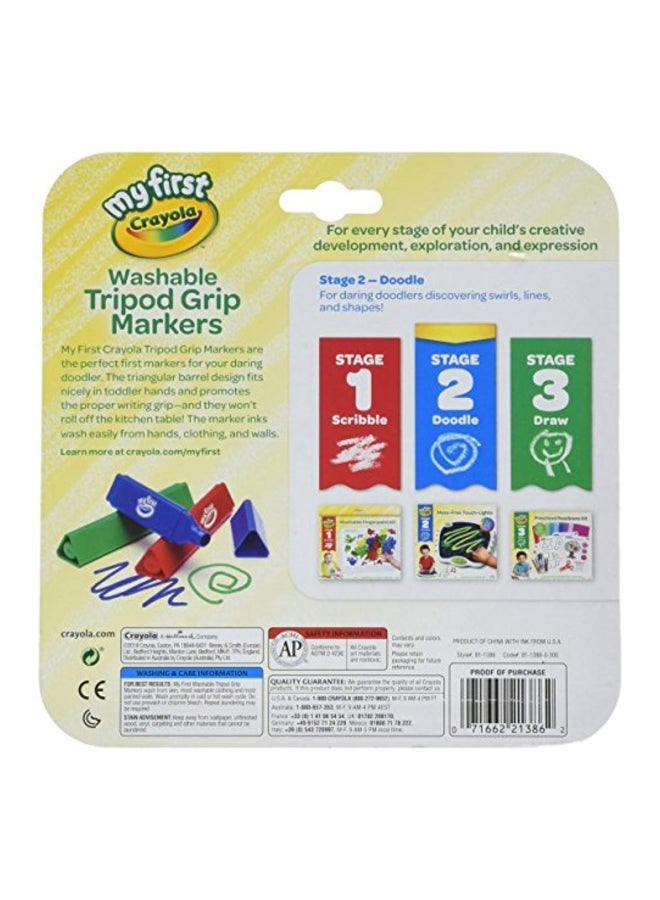 كرايولا طقم أقلام ماركر قابلة للغسل بتصميم ثلاثي الأضلاع مكون من 8 قطع أحمر / أزرق / أصفر - Image 2