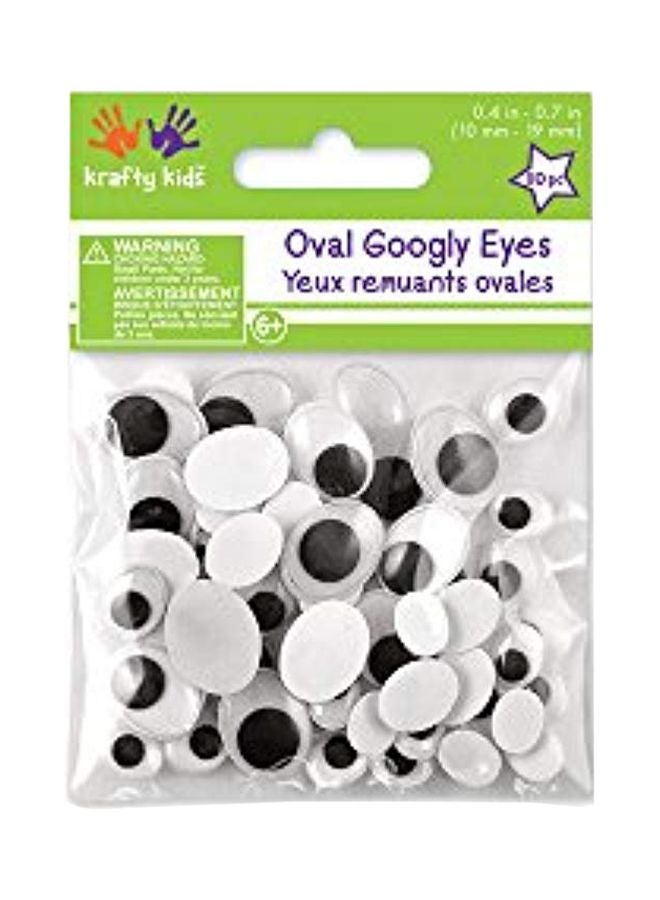 Multicraft Imports 80-piece Paste-On Oval Googly Eyes White/Black - Image 1