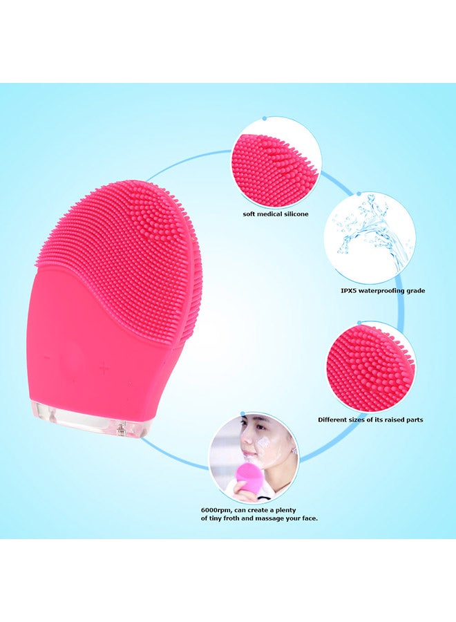 Facial Cleansing Brush Sonic Face Cleanser And Massager Brush Rose Red - Image 3