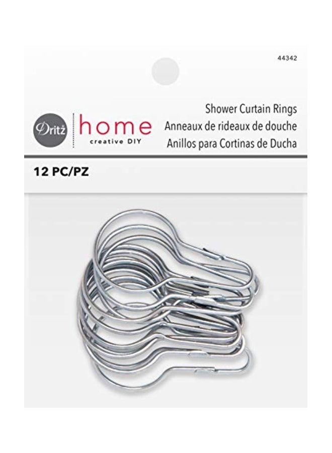Dritz 12-Piece Shower Curtain Rings Silver 2.75x1.5inch  - Image 1