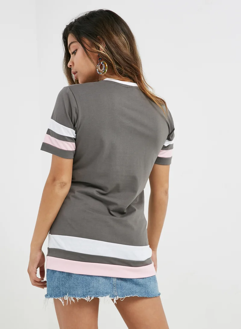 PARIS 68 Wide Stripe T-Shirt Grey