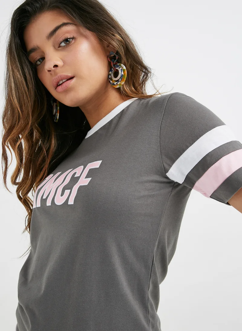 PARIS 68 Wide Stripe T-Shirt Grey