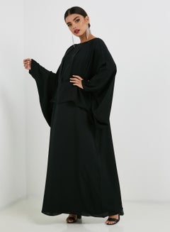 Peplum Pleat Abaya Black
