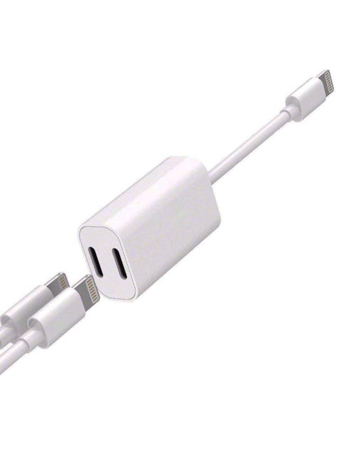 Dual Splitter Lightning Cable Adapter White