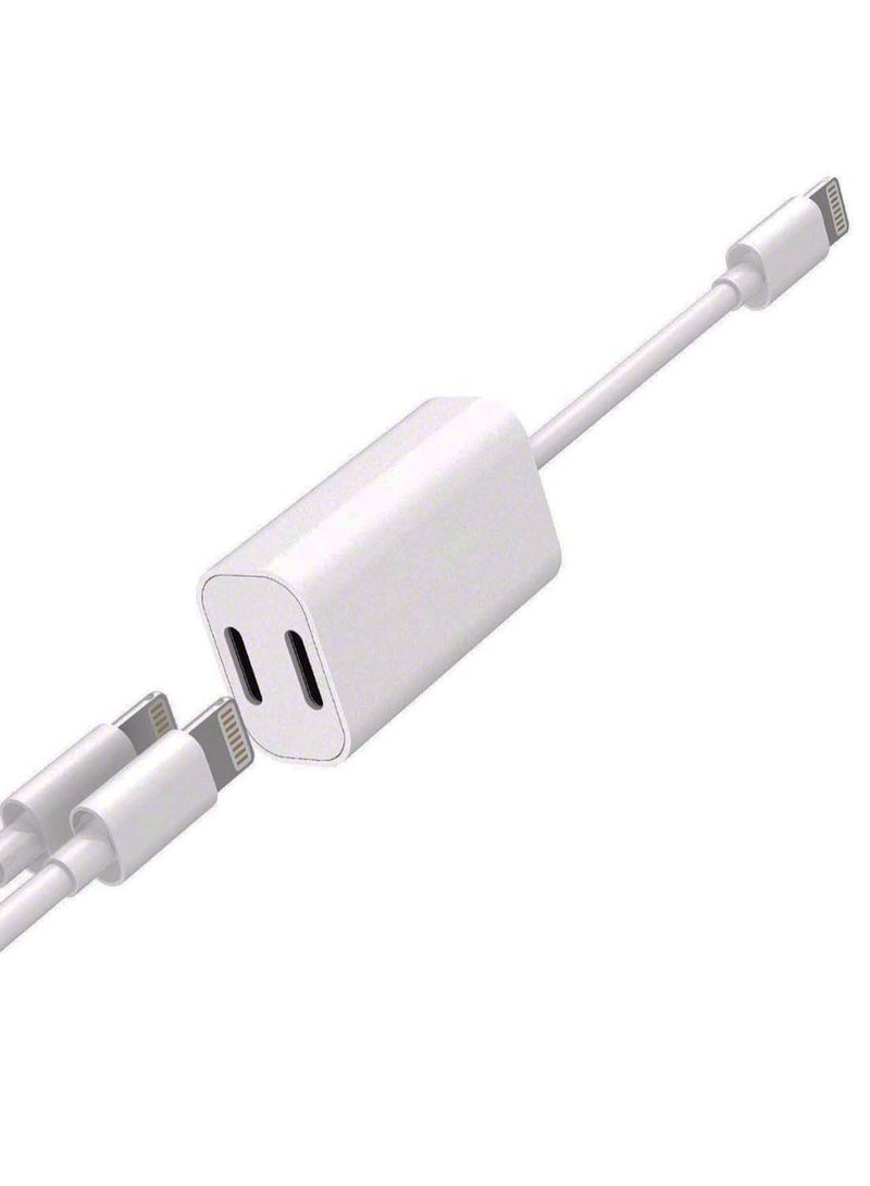 Generic - Dual Splitter Lightning Cable Adapter White - Image 1