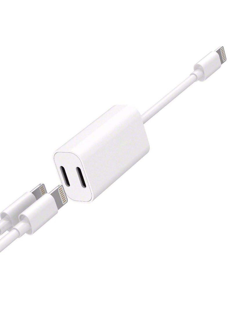 Generic - Dual Splitter Lightning Cable Adapter White - Image 1