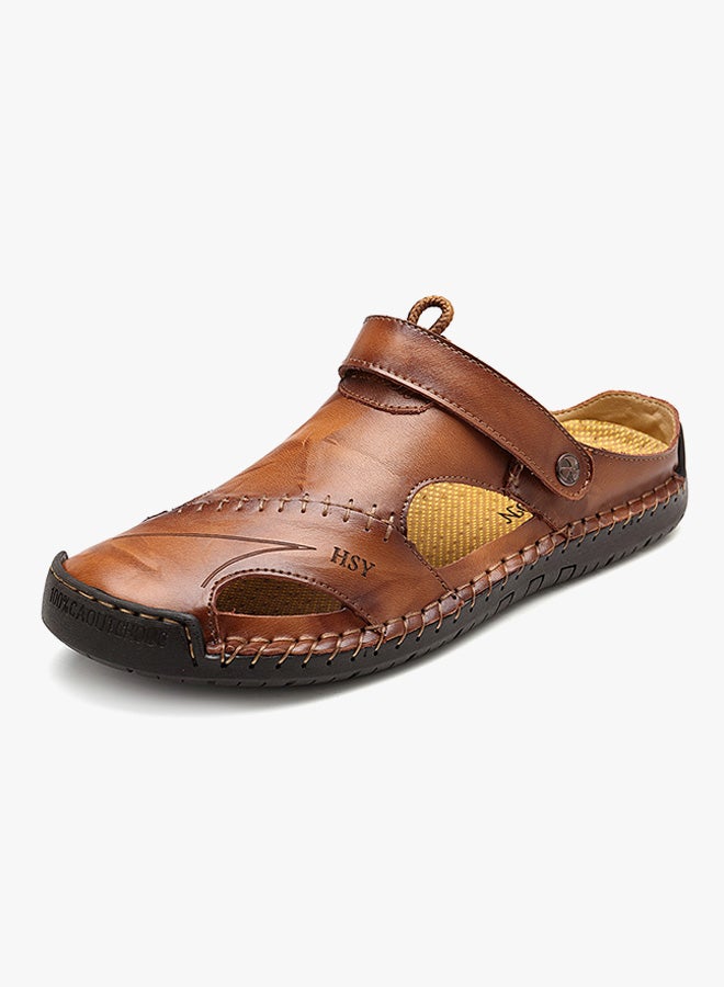 Leather Classic Slides Brown  - Image 1