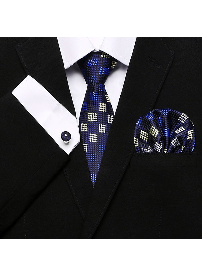 Polyester Necktie Set Blue/Beige - Image 2