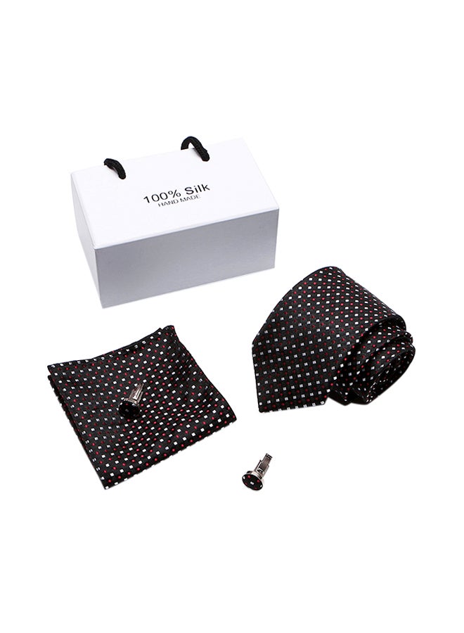 Polyester Necktie Set Black/White Polka Dot - Image 1