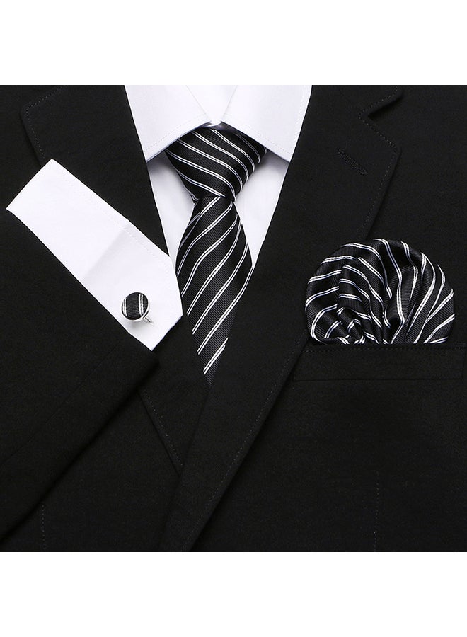 Polyester Necktie Set White/Black - Image 3