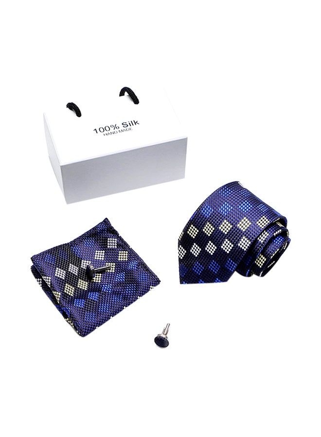 Polyester Necktie Set Blue/Beige - Image 1