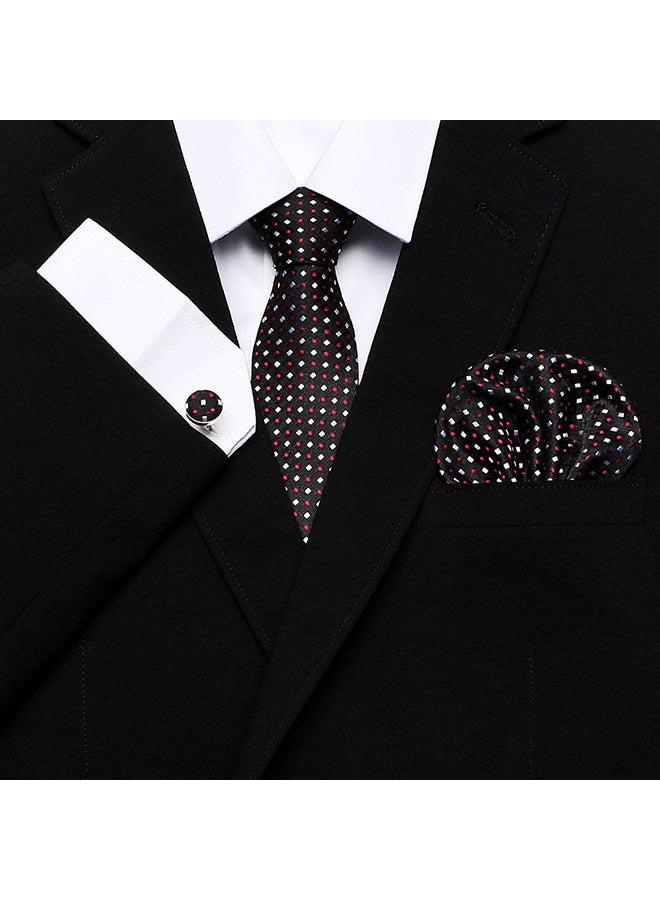Polyester Necktie Set Black/White Polka Dot - Image 3