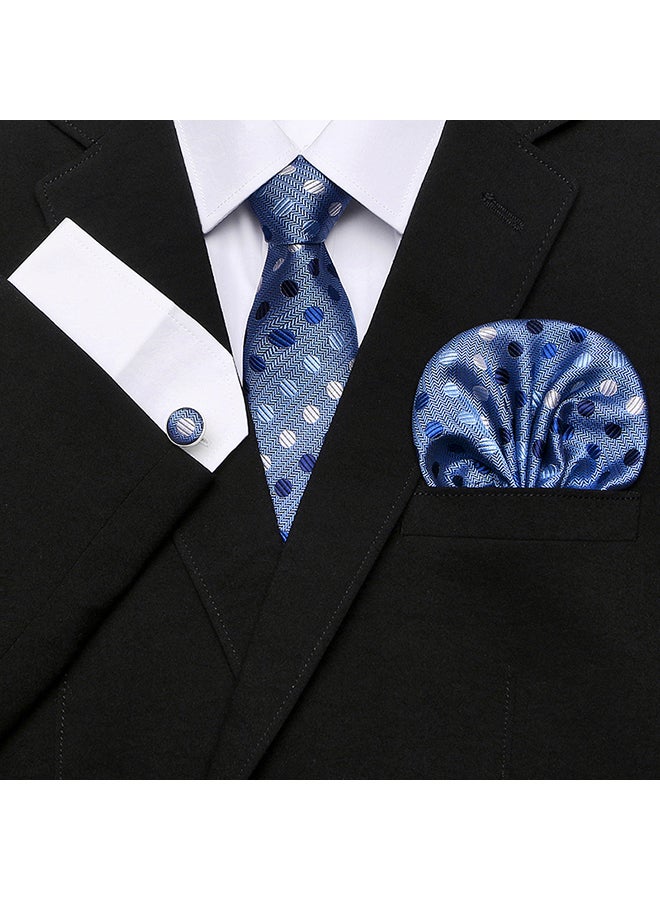 مجموعة ربطة عنق بوليستر ارزق سماوي فاتح - Image 3