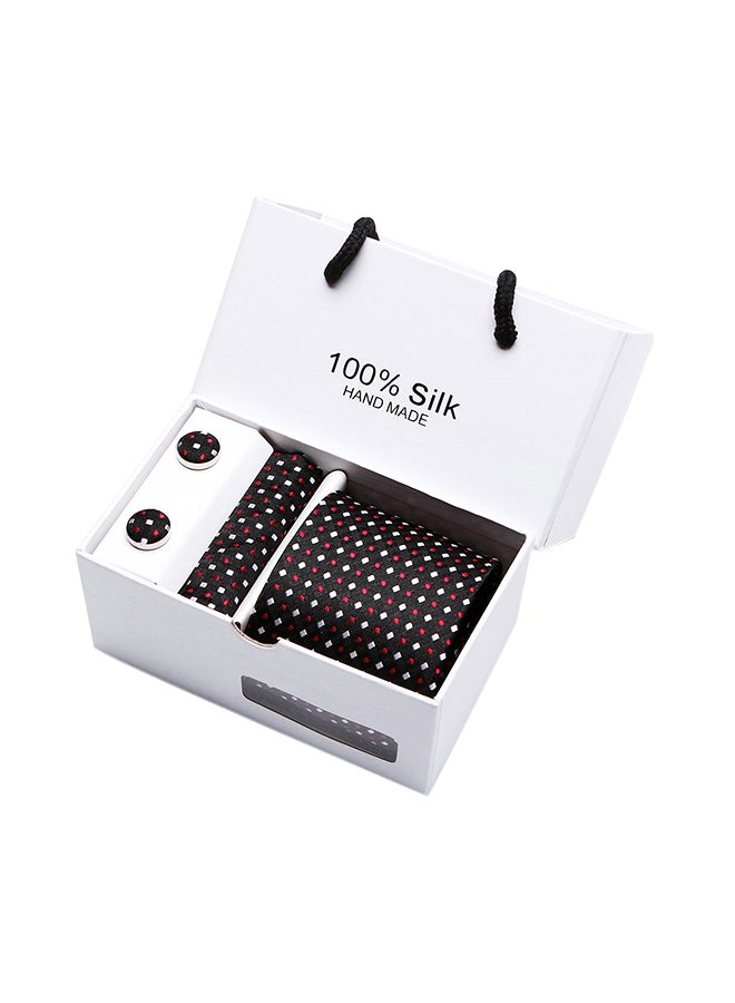 Polyester Necktie Set Black/White Polka Dot - Image 2