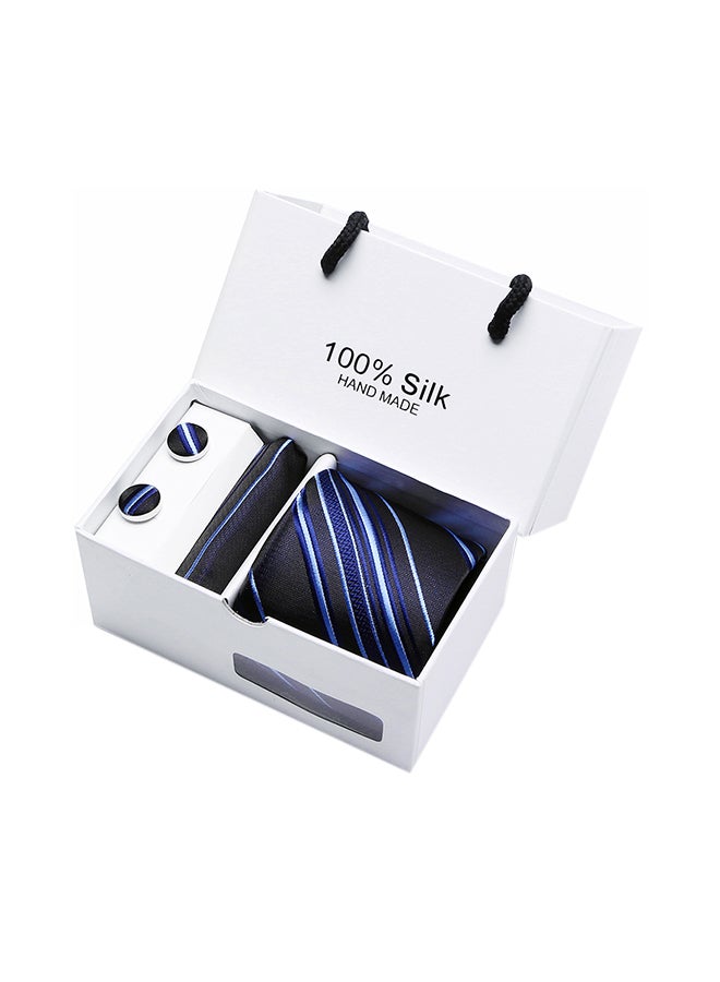 Polyester Necktie Set Black/Cobalt Blue - Image 2