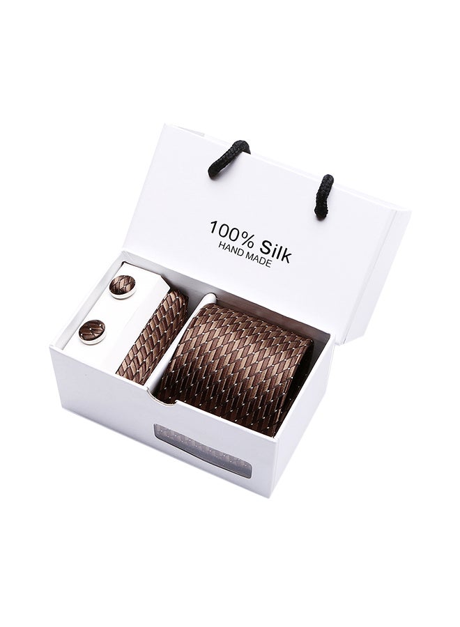 Polyester Necktie Sets White/Brown  - Image 2