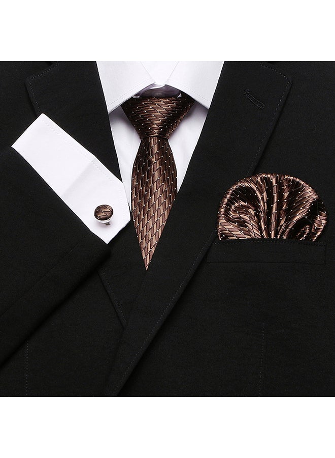 Polyester Necktie Sets White/Brown  - Image 3