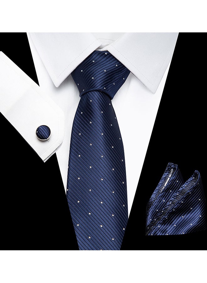 Generic Polyester Necktie Set Dark Navy Blue  - Image 3