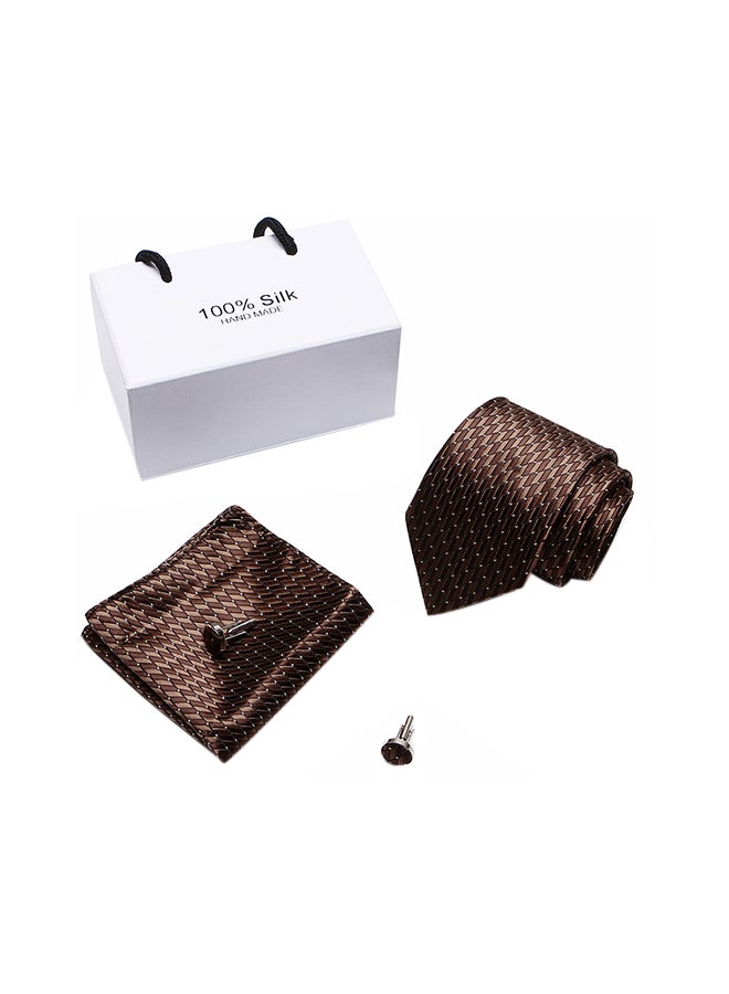 Polyester Necktie Sets White/Brown  - Image 1
