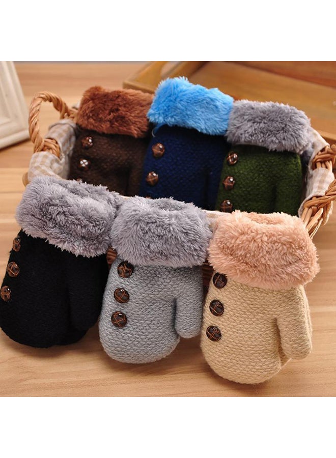 Bluelans - Winter Kids Boys Girls Gloves Full Finger Warm Soft Buttons Knitting Mittens - Image 1