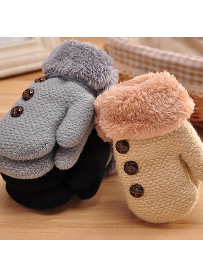 Bluelans - Winter Kids Boys Girls Gloves Full Finger Warm Soft Buttons Knitting Mittens - Image 1