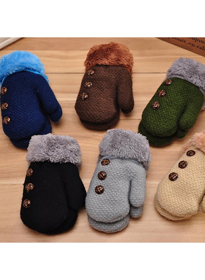 Bluelans - Winter Kids Boys Girls Gloves Full Finger Warm Soft Buttons Knitting Mittens - Image 1