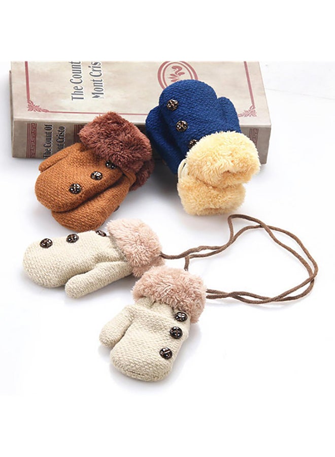 Bluelans - Winter Kids Boys Girls Gloves Full Finger Warm Soft Buttons Knitting Mittens - Image 1