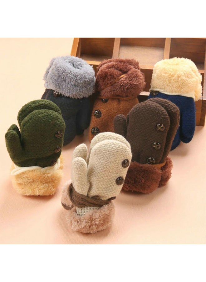 Bluelans - Winter Kids Boys Girls Gloves Full Finger Warm Soft Buttons Knitting Mittens - Image 1