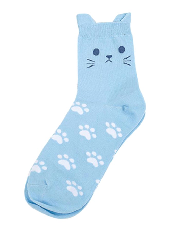 بلولانز جوارب تدفئة قصيرة للنساء بتصميم جميل بلون الحلوى وطبعة رسومات كرتونية على شكل أقدام قطة - Image 1