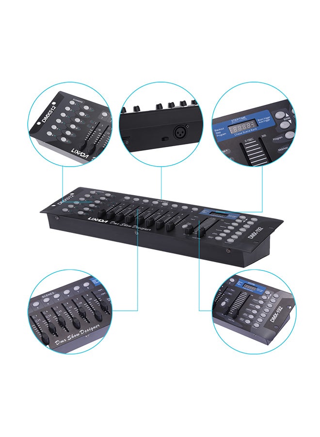LIXADA - 192 Channels DMX512 Controller Console For Stage Light Party DJ Disco Operator Equipment Black 1848grams - Image 1