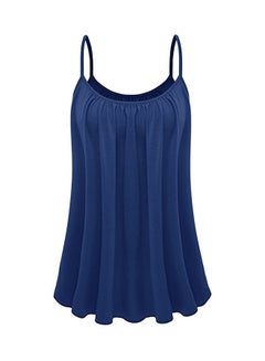 Sleeveless Round Neck Tank Top Dark Blue