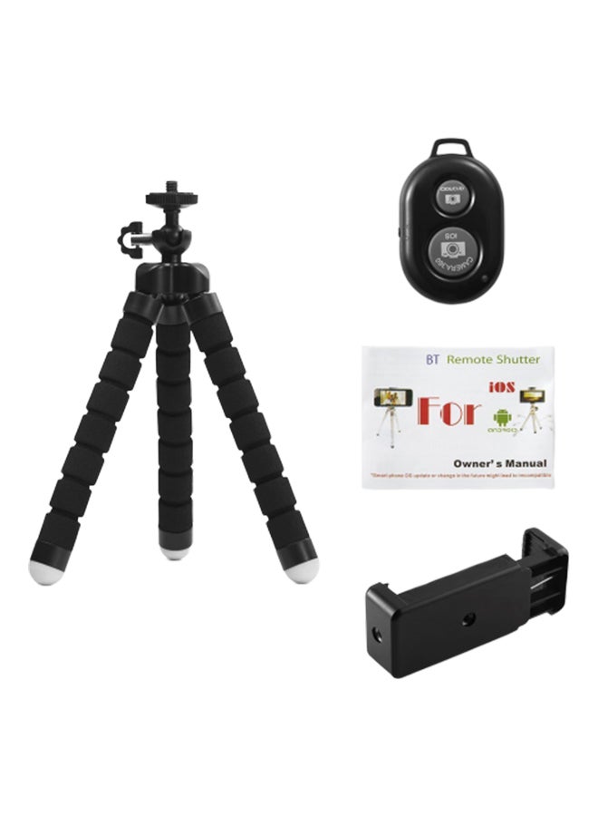 Mini Flexible Sponge Octopus Stand Tripod With BT Remote Black  - Image 1