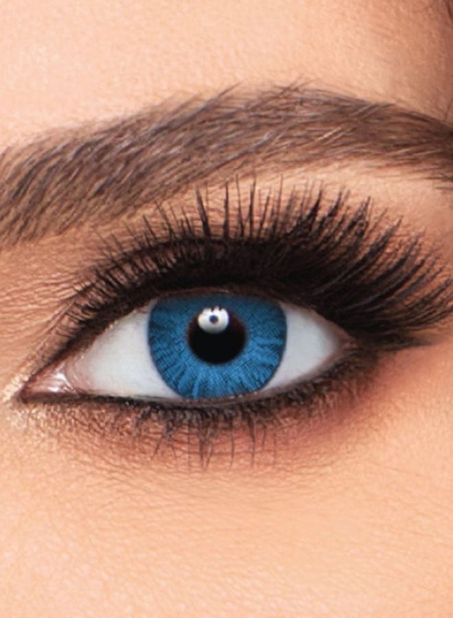 فريش لوك عدسات لاصقة من كلر بلندز باللون الأزرق البراق مع محلول للعدسات unisex - Image 2