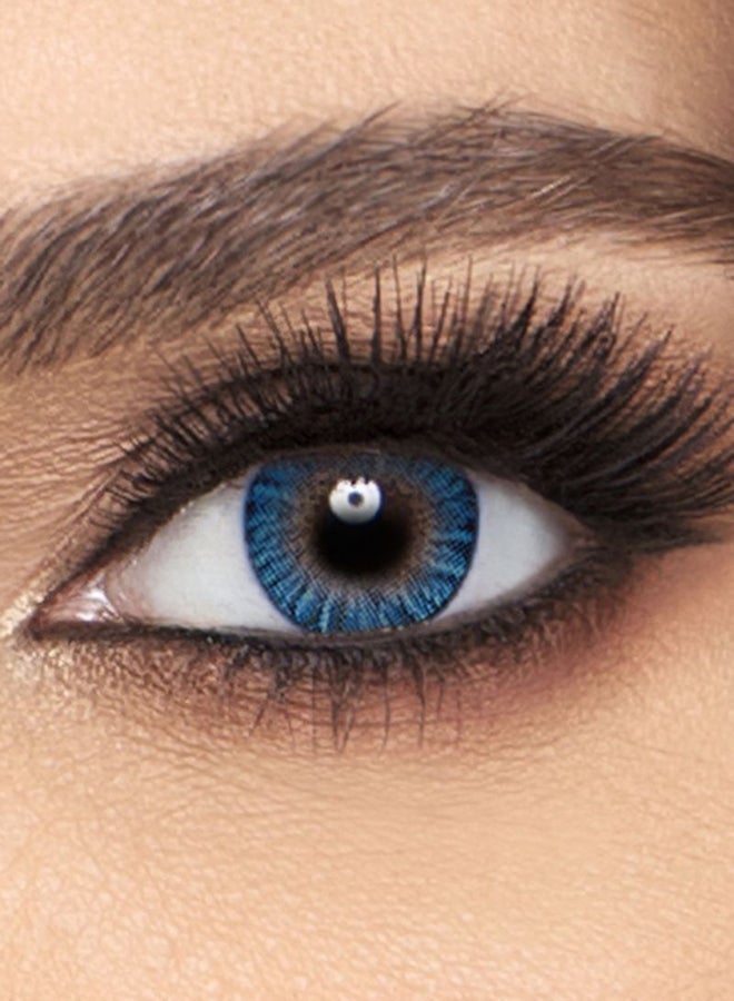 فريش لوك عدسات لاصقة من كلر بلندز بلون الأزرق الياقوتي الطبيعي مع محلول للعدسات - Image 2