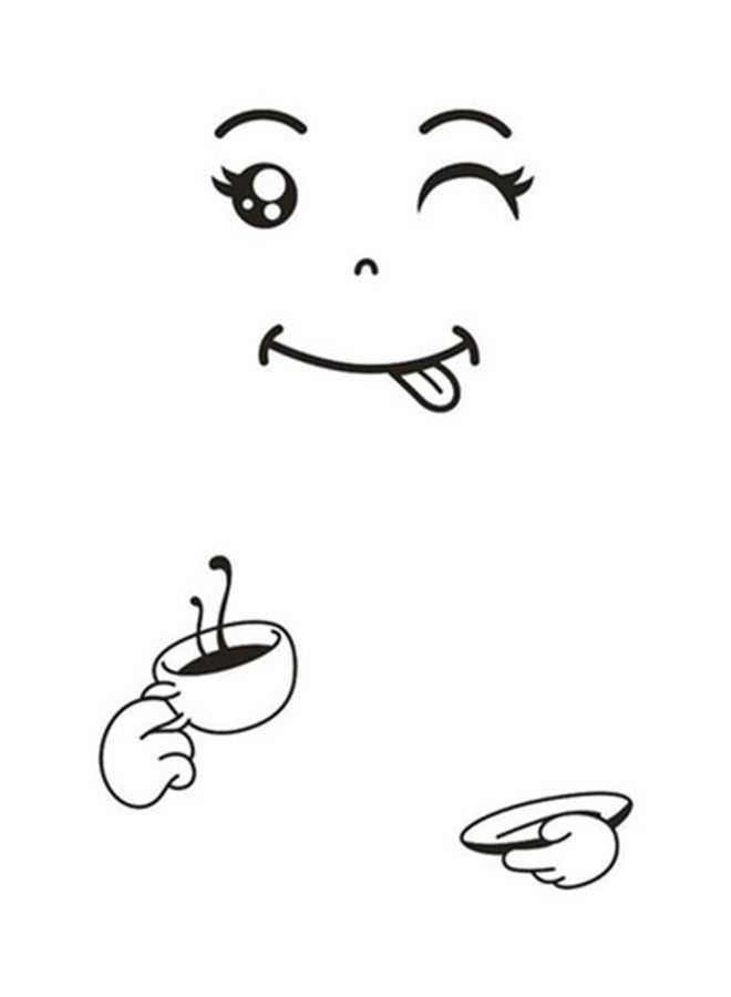 آي تيلكر ملصق جداري بتصميم وجه سعيد مبتسم أسود